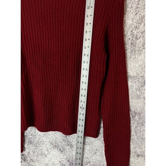 Divided by H & M Sweater Womens Large Knit Acrylic Red Burgundy Ribbed Mock Neck - Picture 5 of 8
